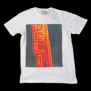 white vintage deli tee